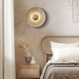 Travertine Round Wall Sconce with Warm LED