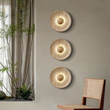 Travertine Round Wall Sconce with Warm LED