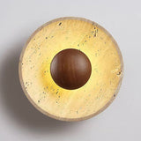 Travertine Round Wall Sconce with Warm LED
