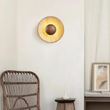 Travertine Round Wall Sconce with Warm LED