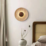 Travertine Round Wall Sconce with Warm LED