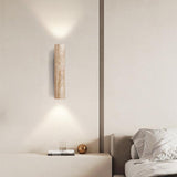 Travertine Wood Cylinder Wall Sconce LED