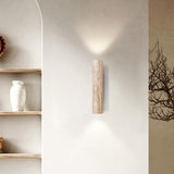 Travertine Wood Cylinder Wall Sconce LED