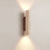 Travertine Wood Cylinder Wall Sconce LED