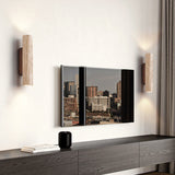 Travertine Wood Cylinder Wall Sconce LED