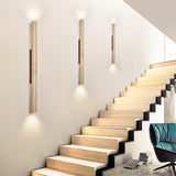 Travertine Wood Cylinder Wall Sconce LED