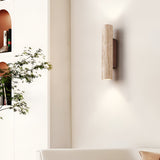Travertine Wood Cylinder Wall Sconce LED