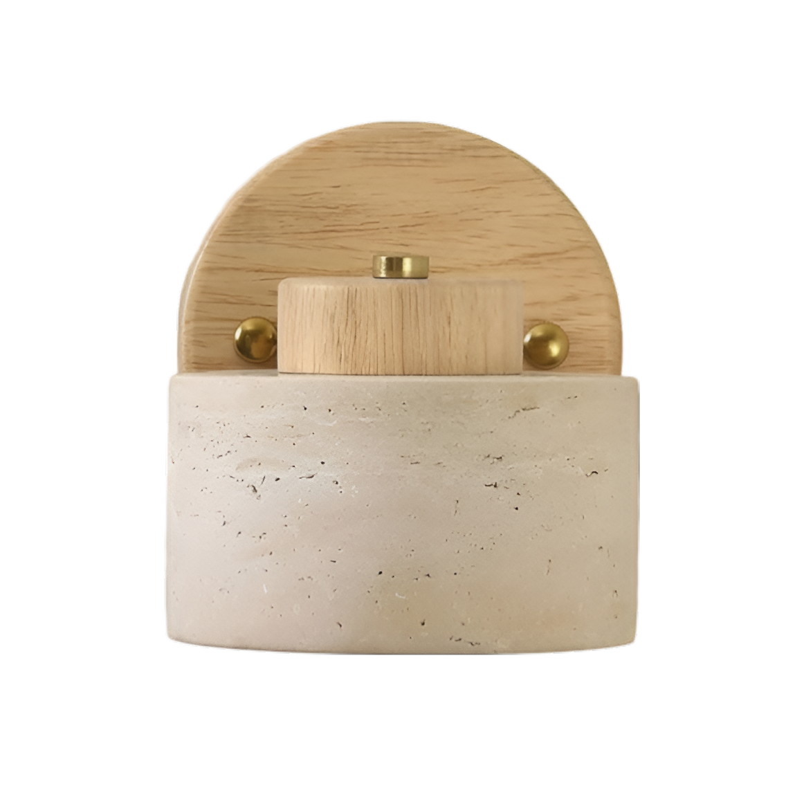 Travertine Wood Wall Sconce with Cylinder