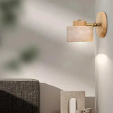 Travertine Wood Wall Sconce with Cylinder