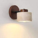Travertine Wood Wall Sconce with Cylinder