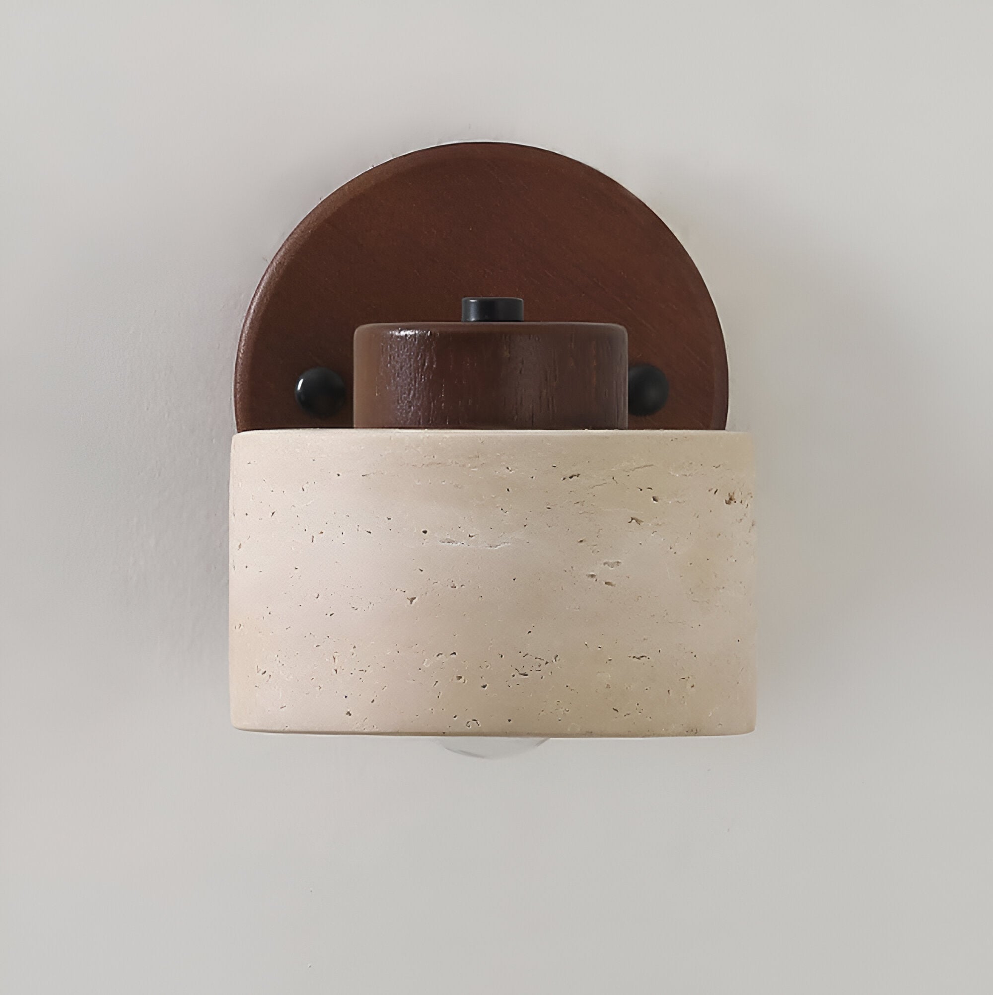 Travertine Wood Wall Sconce with Cylinder