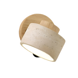 Travertine Wood Wall Sconce with Cylinder