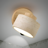 Travertine Wood Wall Sconce with Cylinder