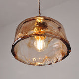 Vintage Amber Glass Pendant with Brass