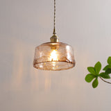 Vintage Amber Glass Pendant with Brass
