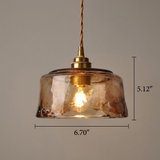 Vintage Amber Glass Pendant with Brass