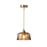 Vintage Amber Glass Pendant with Brass