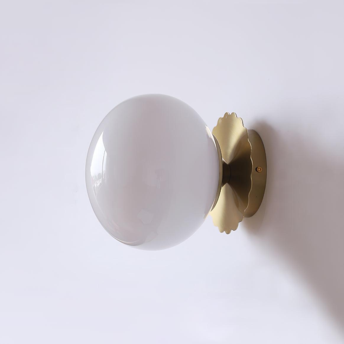 Vintage Brass Globe Glass Wall Sconce
