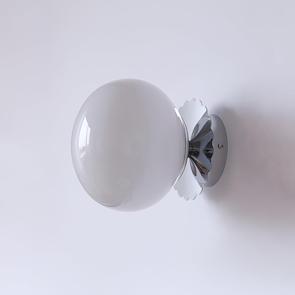 Vintage Brass Globe Glass Wall Sconce