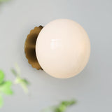 Vintage Brass Globe Glass Wall Sconce