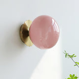 Vintage Brass Globe Glass Wall Sconce