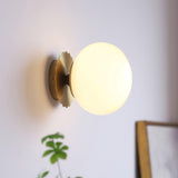 Vintage Brass Globe Glass Wall Sconce