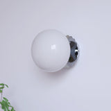 Vintage Brass Globe Glass Wall Sconce