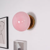 Vintage Brass Globe Glass Wall Sconce