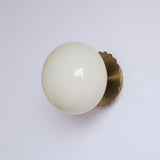 Vintage Brass Globe Glass Wall Sconce