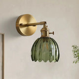 Vintage Brass Tulip Glass Wall Sconce