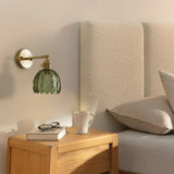 Vintage Brass Tulip Glass Wall Sconce