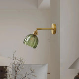 Vintage Brass Tulip Glass Wall Sconce
