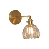 Vintage Brass Tulip Glass Wall Sconce