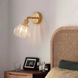 Vintage Brass Tulip Glass Wall Sconce