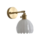 Vintage Brass Tulip Glass Wall Sconce