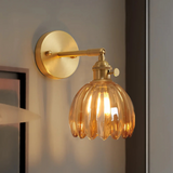 Vintage Brass Tulip Glass Wall Sconce