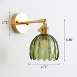 Vintage Brass Tulip Glass Wall Sconce