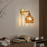 Vintage Brass Tulip Glass Wall Sconce