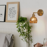 Vintage Brass Tulip Glass Wall Sconce