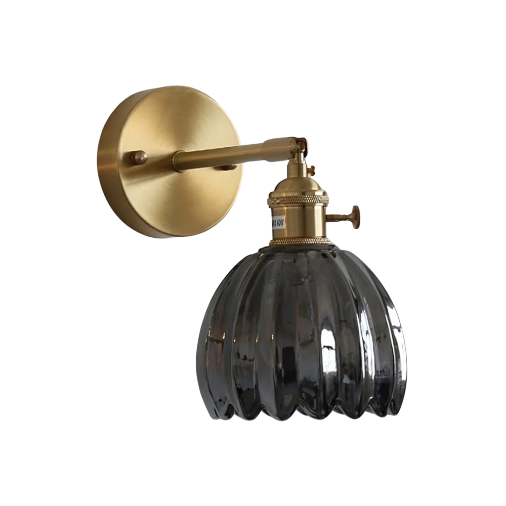 Vintage Brass Tulip Glass Wall Sconce