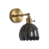 Vintage Brass Tulip Glass Wall Sconce