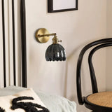 Vintage Brass Tulip Glass Wall Sconce