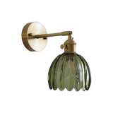 Vintage Brass Tulip Glass Wall Sconce