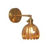 Vintage Brass Tulip Glass Wall Sconce