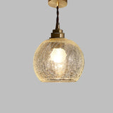 Vintage Copper Glass Globe Pendant Light