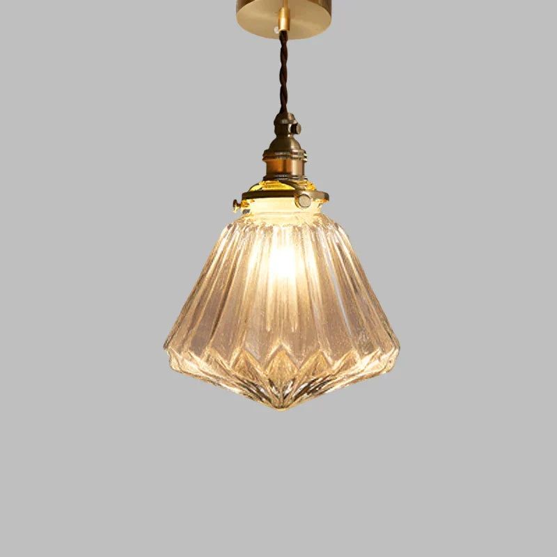 Vintage Copper Glass Globe Pendant Light