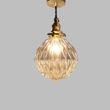 Vintage Copper Glass Globe Pendant Light