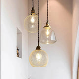 Vintage Copper Glass Globe Pendant Light