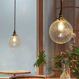 Vintage Copper Glass Globe Pendant Light