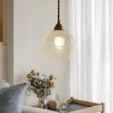 Vintage Copper Glass Globe Pendant Light